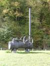 A steam engine exhibited in front of the Technical museum of Slovenia