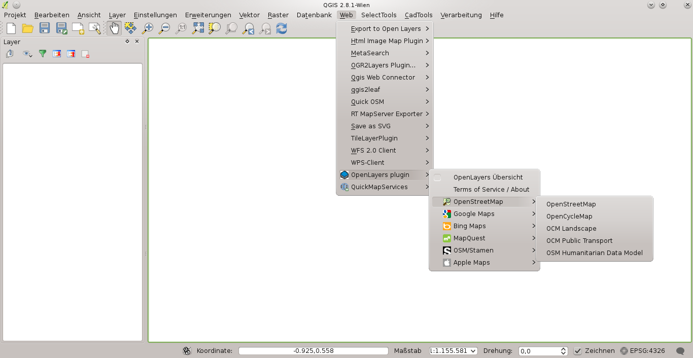OpenStreetMap als Referenzlayer laden OpenStreetMap als Referenzlayer laden